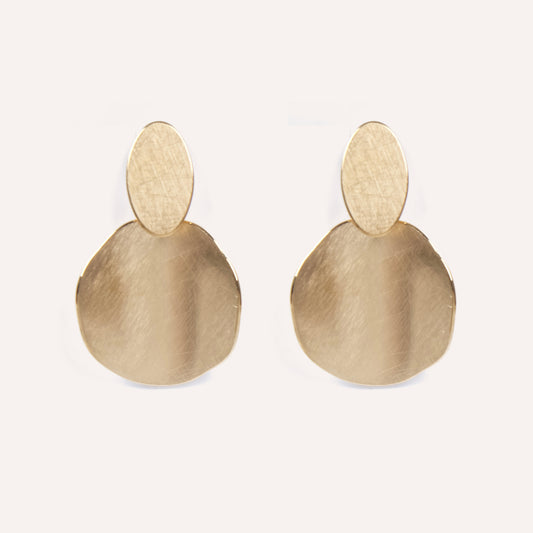 Pendientes Ovalo y Circulo Colgante con Baño de Oro Mate
