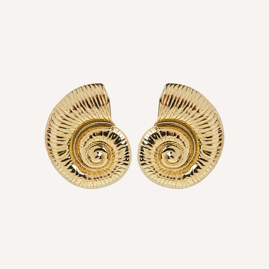 Pendientes Caracola con Baño de Oro