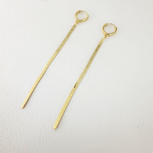 Pendientes Largos Cadena plana con Baño de Oro
