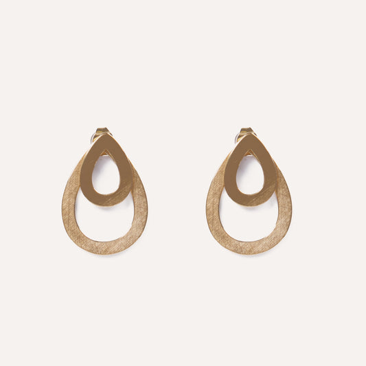 Pendientes Lágrimas 3 en 1 con Baño de Oro Mate