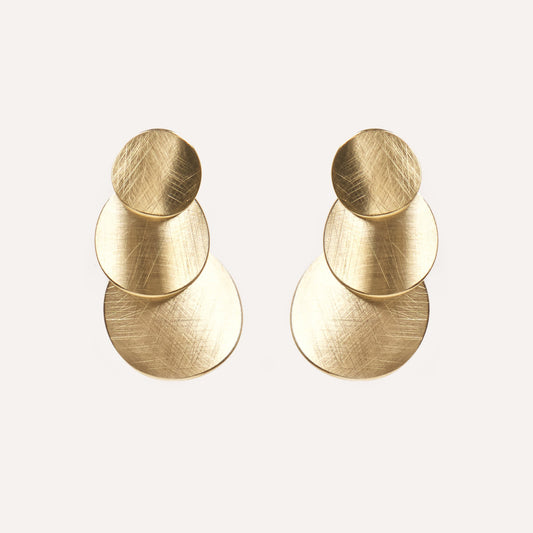 Pendientes 3 Círculos pequeños con Baño de Oro Mate
