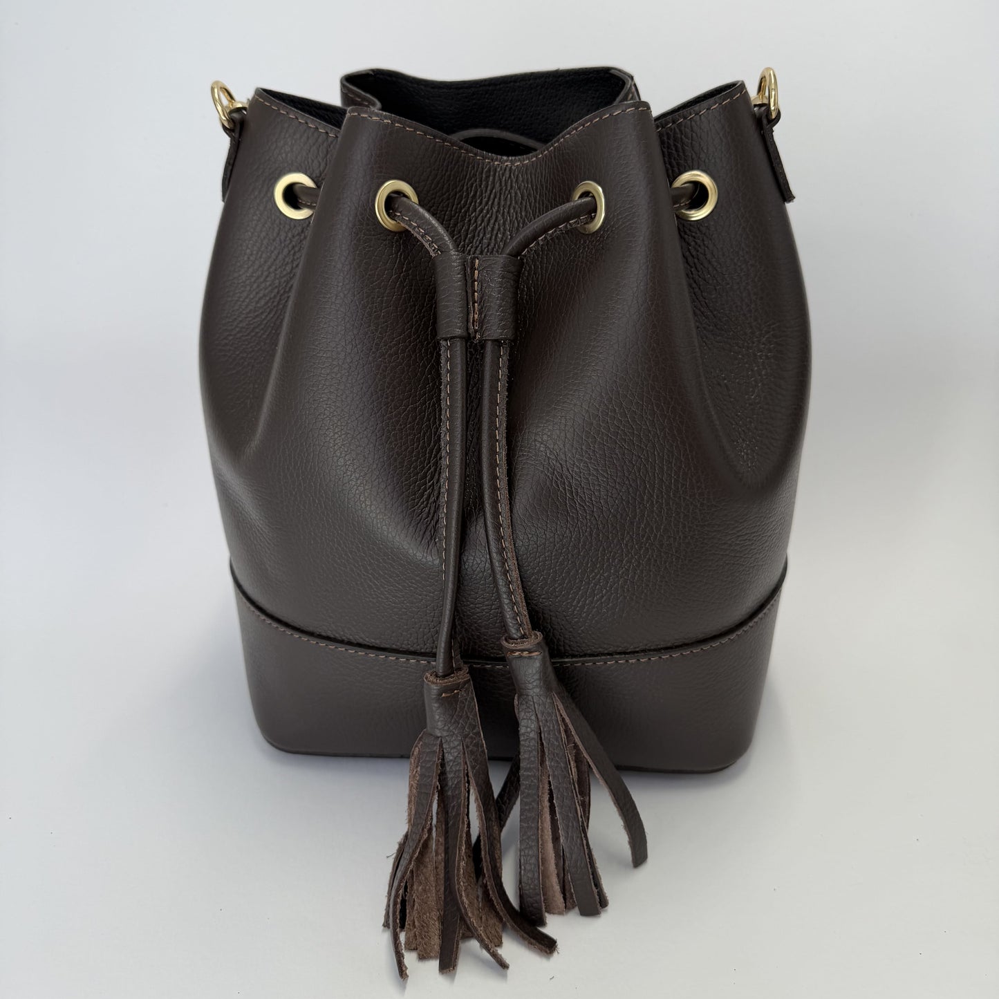 Bolso Bombonera Grande Piel Marrón Chocolate