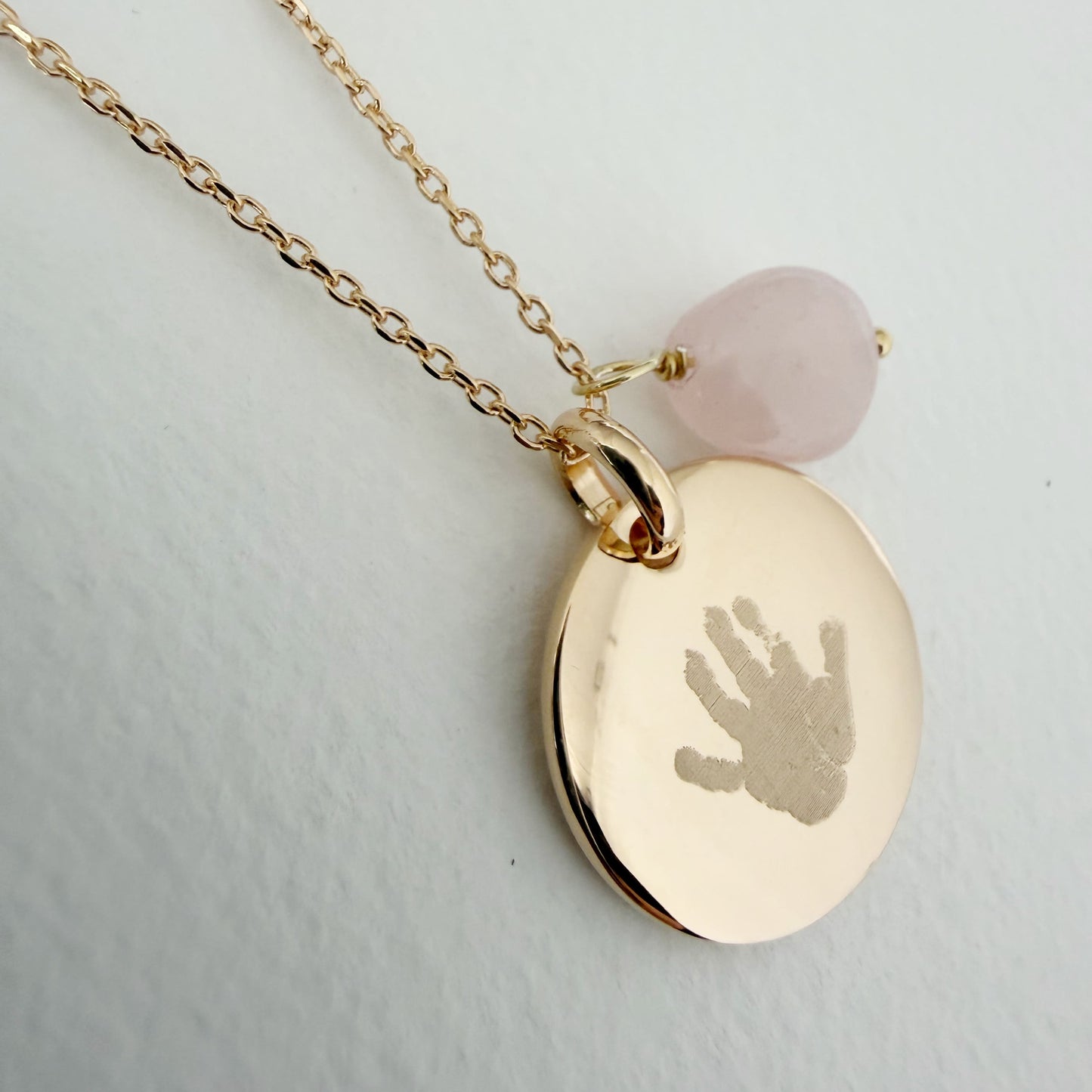 Collar Personalizado con Huella en Medalla grande con baño de Oro