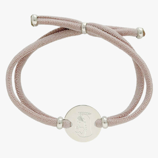 Pulsera elástica Con Virgen Niña de Plata para Niña (Varios Colores)