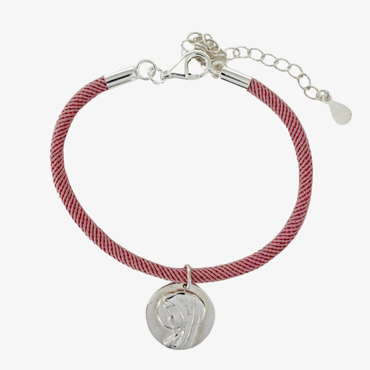 Pulsera Cordón con Medalla Virgen Niña de Plata con cierre personalizable