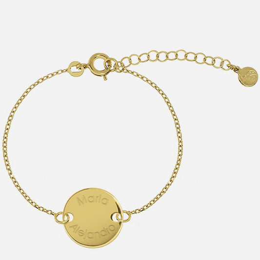 Pulsera Personalizada con chapa pequeña y cadena con Baño de Oro