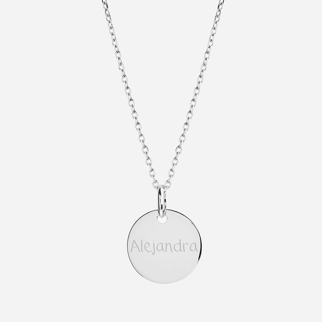 Collar Personalizado con Medalla de Plata Mediana grabada
