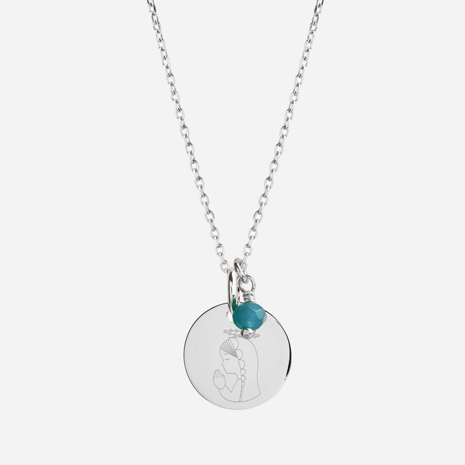 Collar con Medalla de Plata con Virgen Niña y fecha grabada