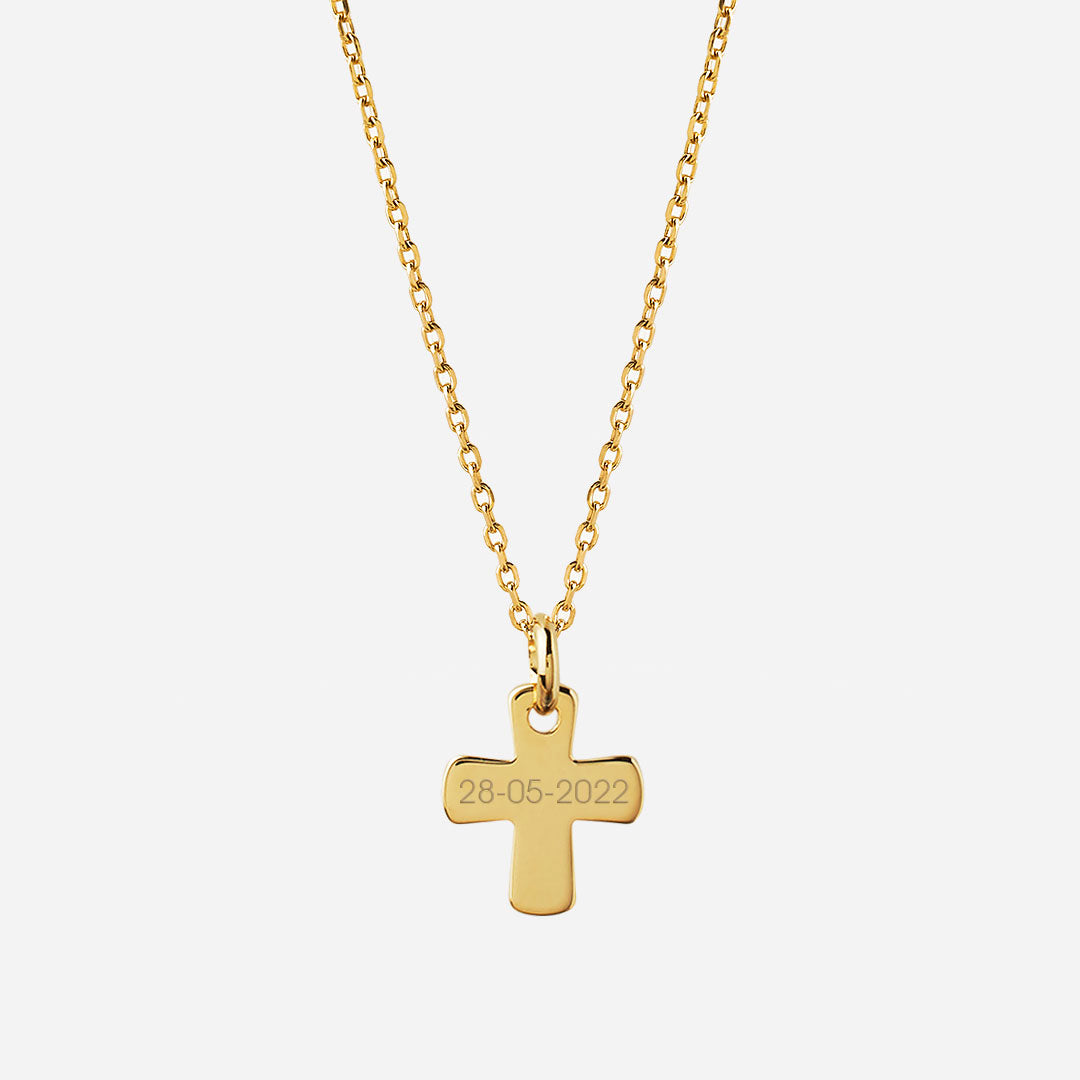 Collar con Cruz con Baño de Oro personalizable