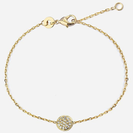 Pulsera Disco de Circonitas con Baño de Oro