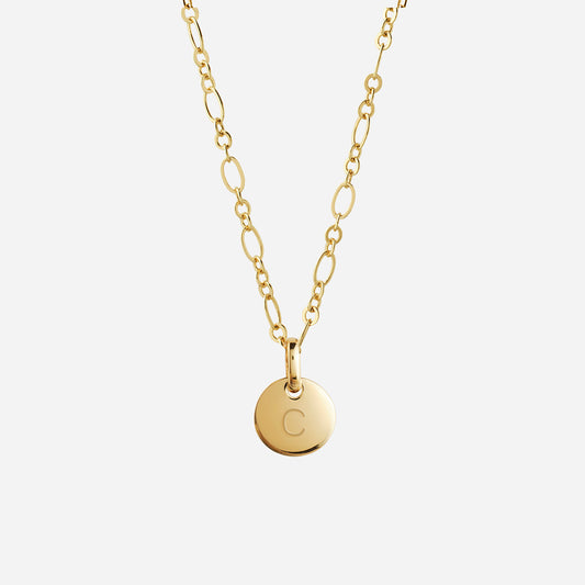 Collar Personalizado con Cadena Alternada Fina y Medalla Pequeña con Baño de Oro
