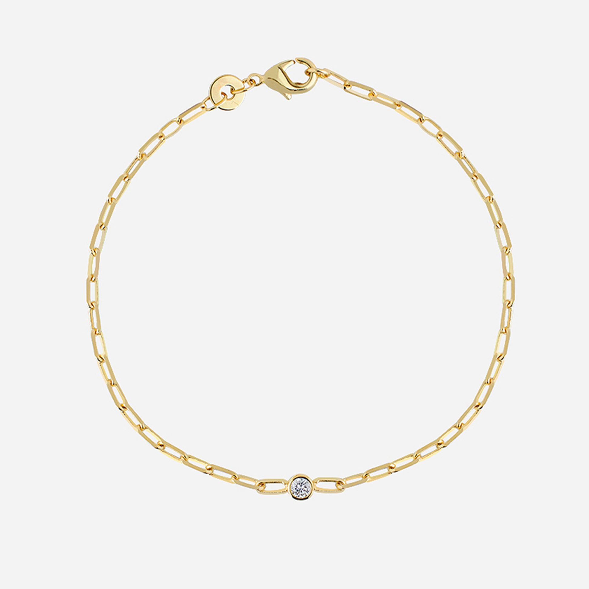 Pulsera Circonita y cadena alargada con Baño de Oro