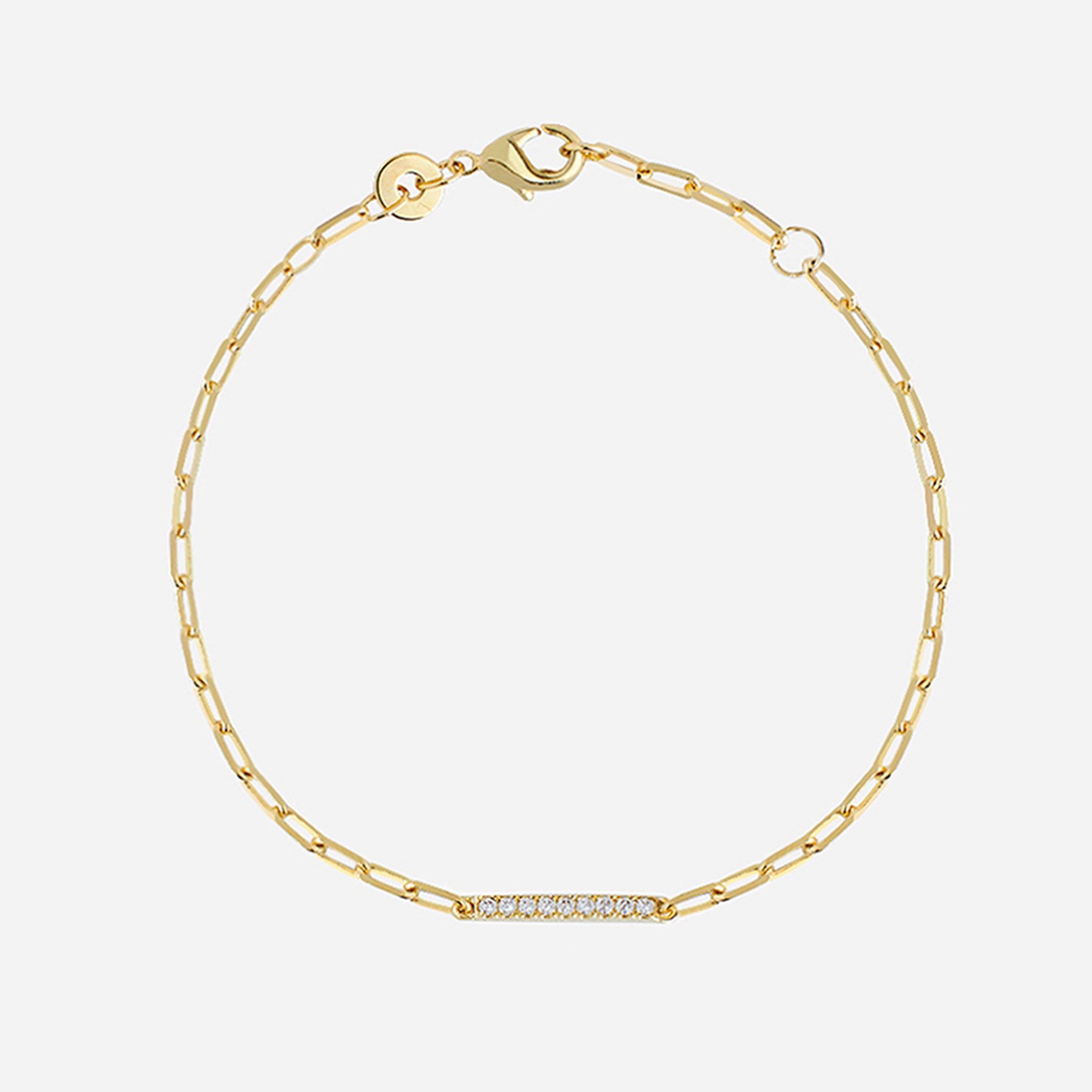 Pulsera Tira de Circonitas y cadena alargada con Baño de Oro