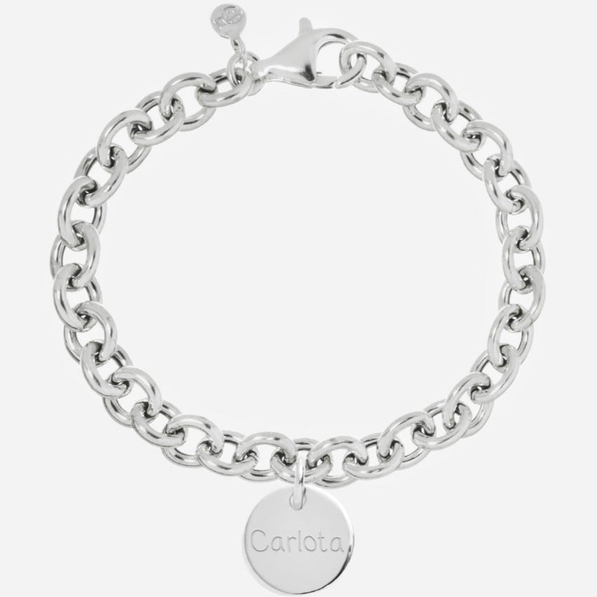 Pulsera Personalizada con Cadena Gruesa de Plata con una medalla