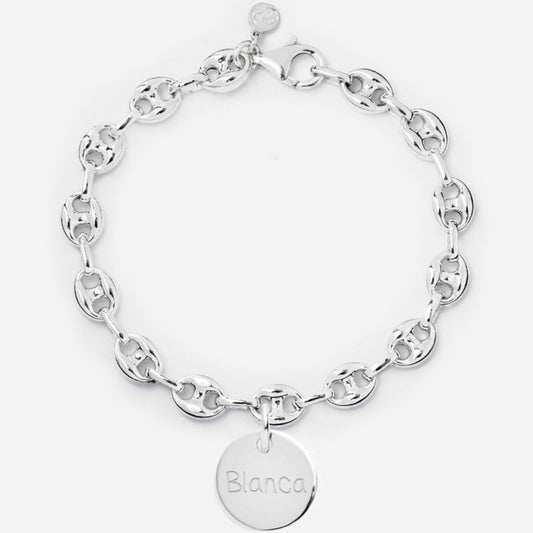 Pulsera Personalizada con Cadena de Calabrotes de Plata