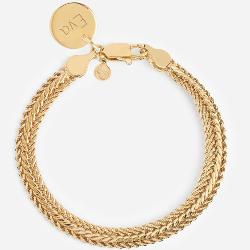 Pulsera Personalizada con Cadena Espiga con Baño de oro con una medalla