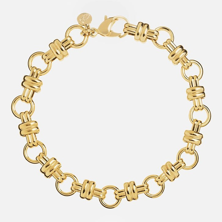 Pulsera Cadena de Eslabón Combinado con Baño de oro