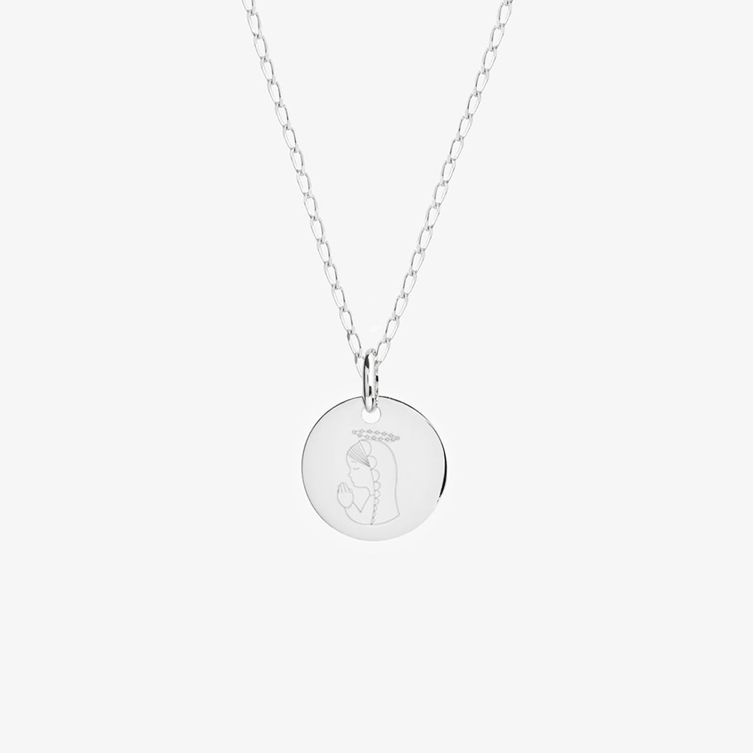 Collar Personalizado de Plata con Cadena Bilbao y Medalla Virgen Niña