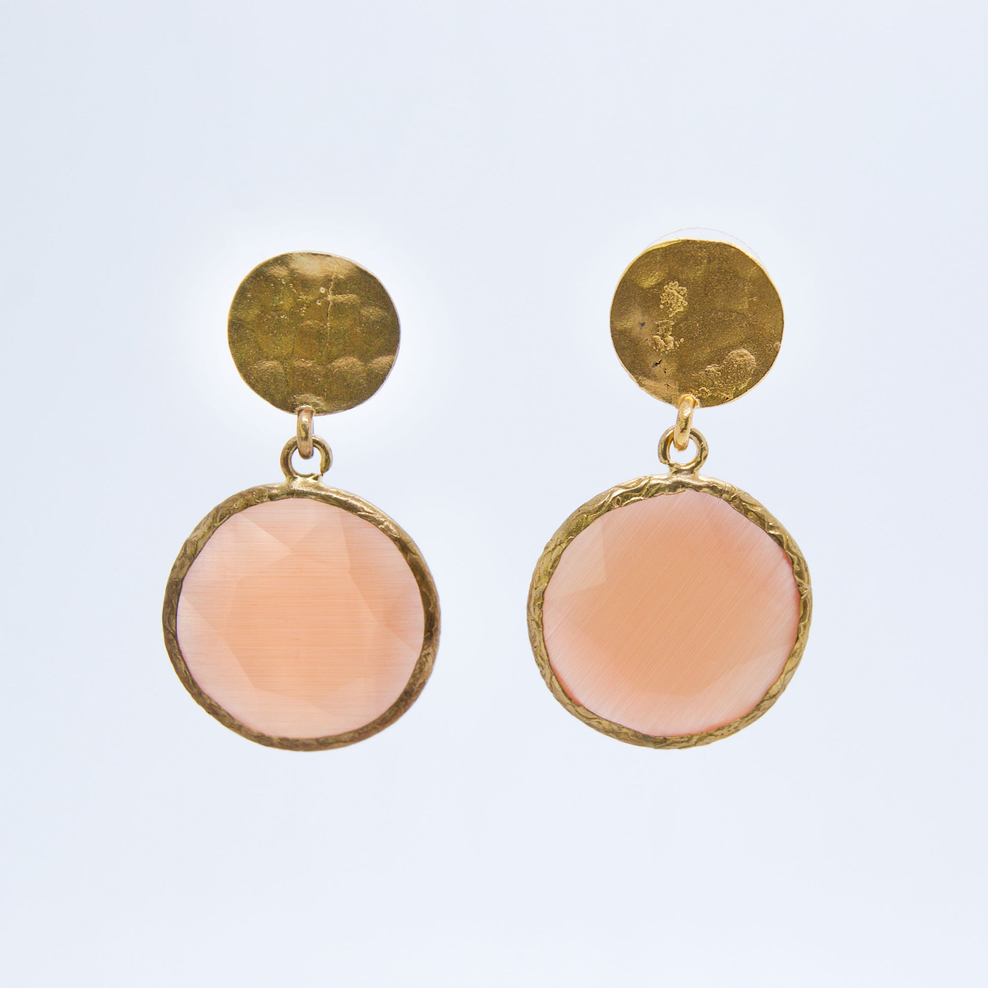 Pendientes Piedra Circular Colgante Naranja Claro