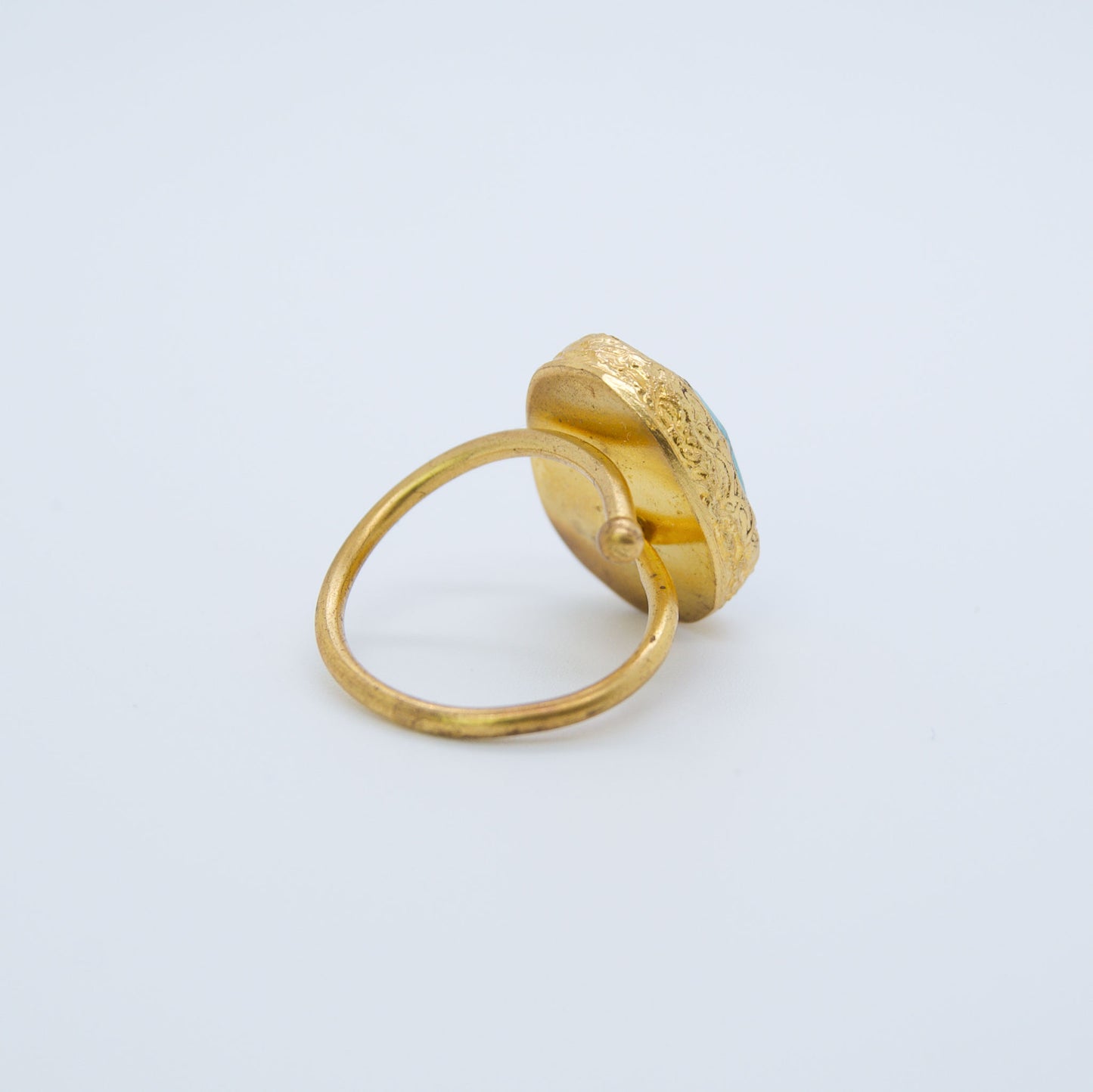 Anillo Ajustable Turquesa Bañado en Oro