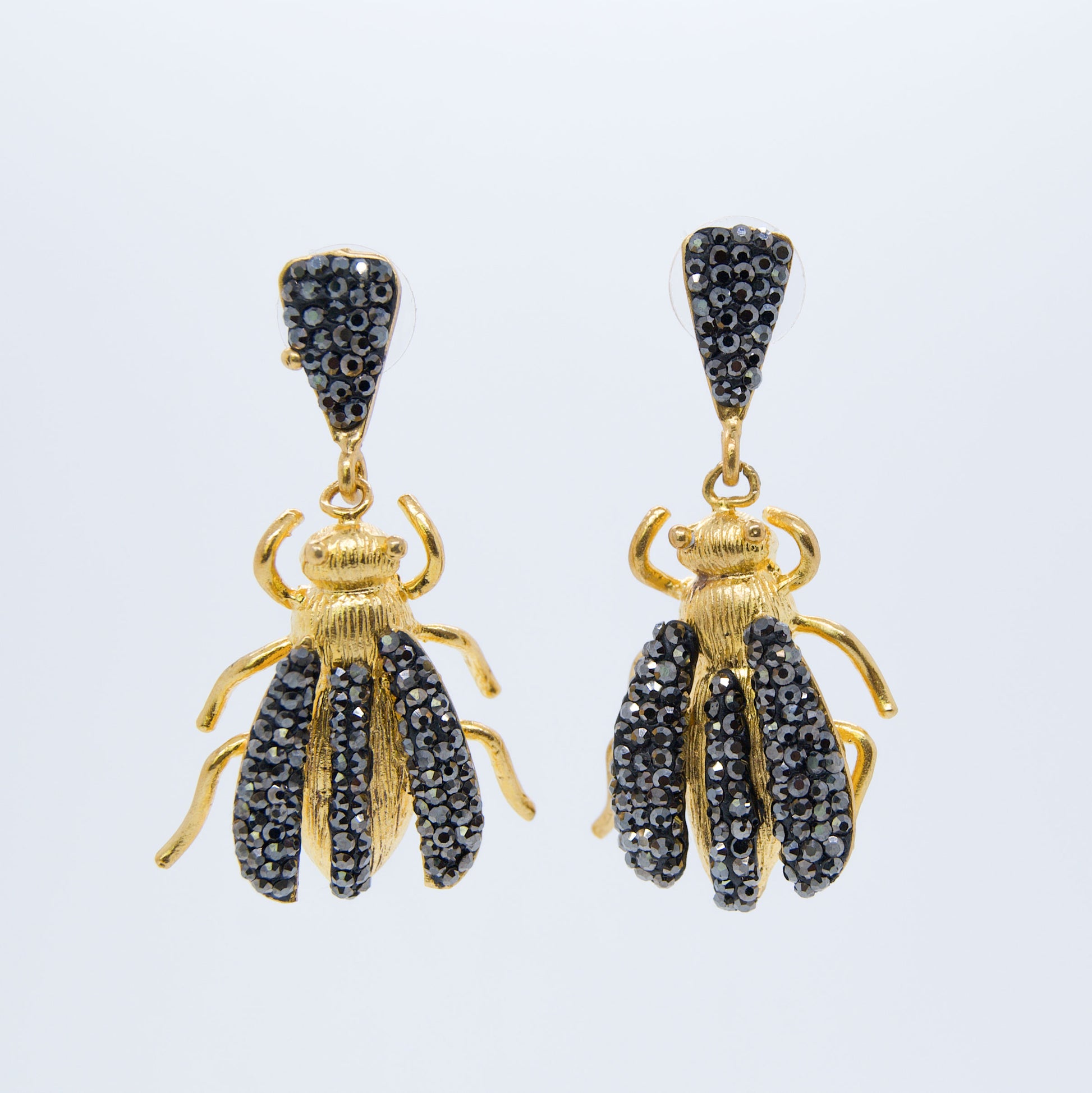 Pendientes Escarabajo con Baño de Oro y Cristales Swarovski