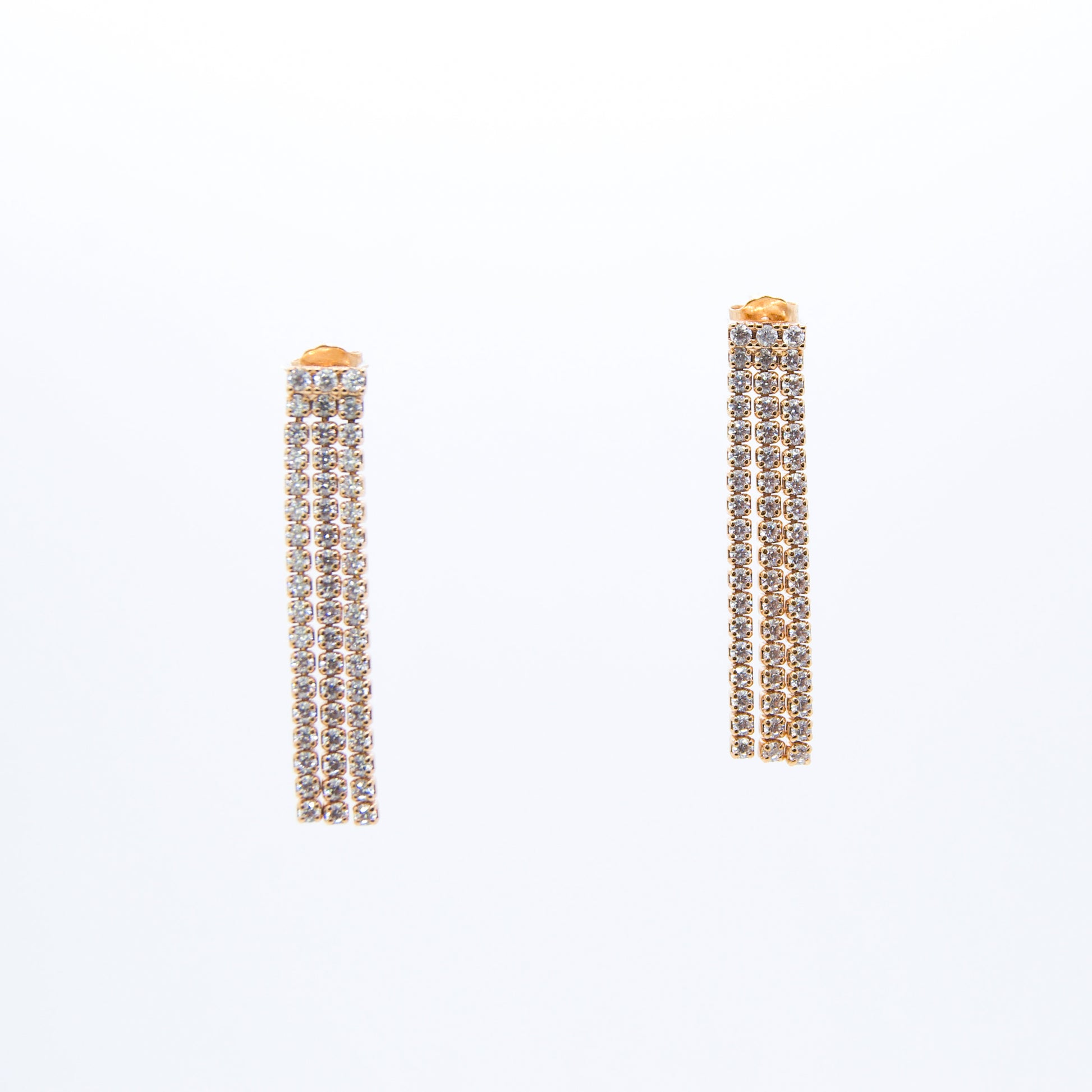 Pendientes Tiras de Circonitas con Baño de Oro