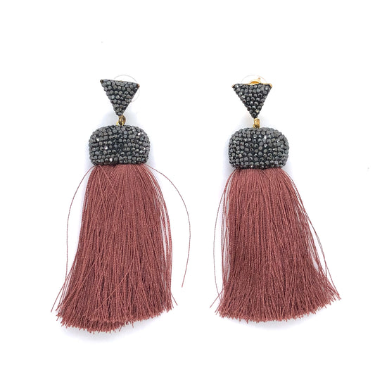 Pendientes de Flecos Rosas con Cristales Swarovski
