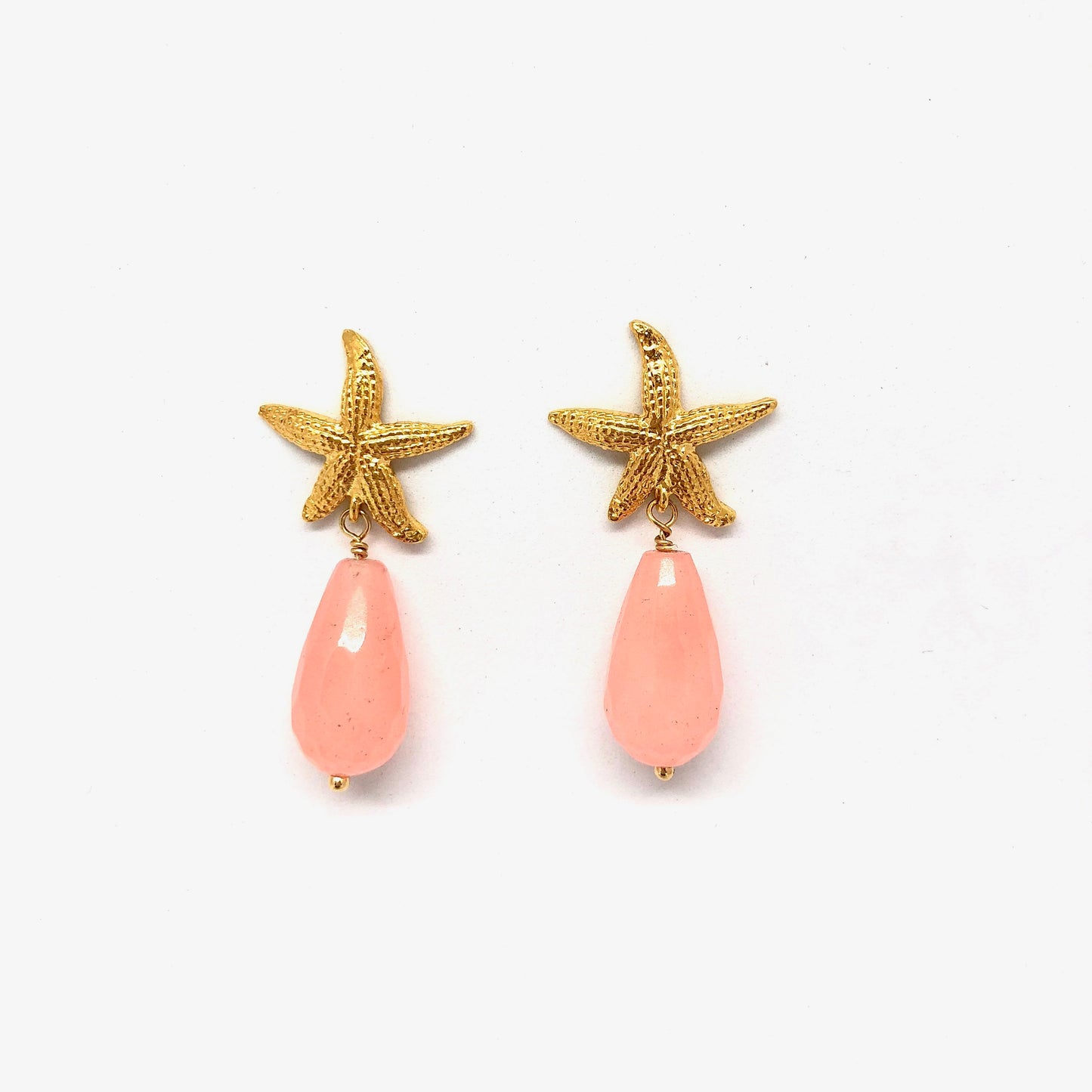 Pendientes Estrella de Mar y Piedra colgante Rosa Claro