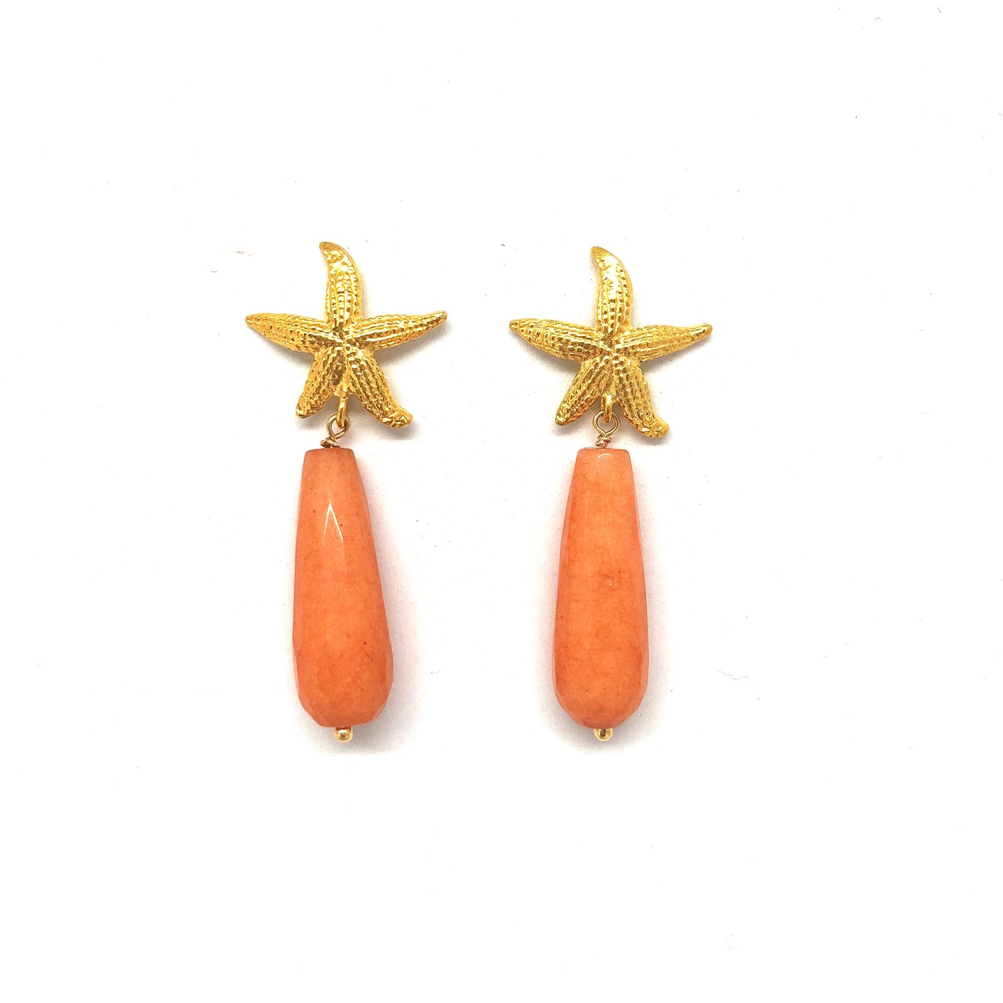 Pendientes Estrella de Mar y Piedra colgante Naranja