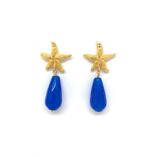 Pendientes Estrella de Mar y Piedra colgante Azulón