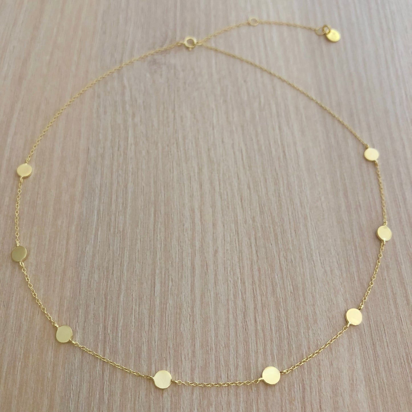 Collar con Chapitas Intercaladas de Plata con baño de Oro
