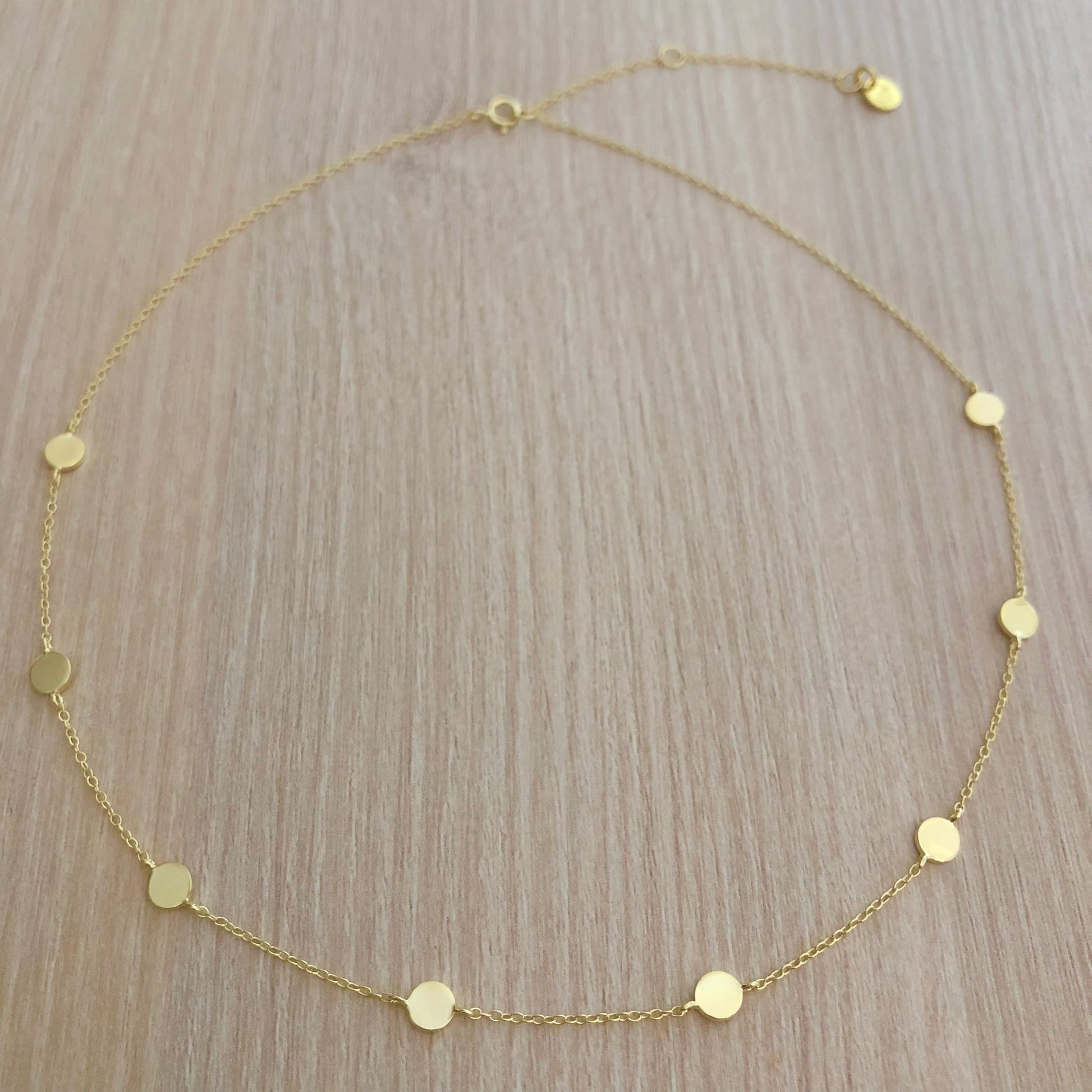 Collar con Chapitas Intercaladas de Plata con baño de Oro