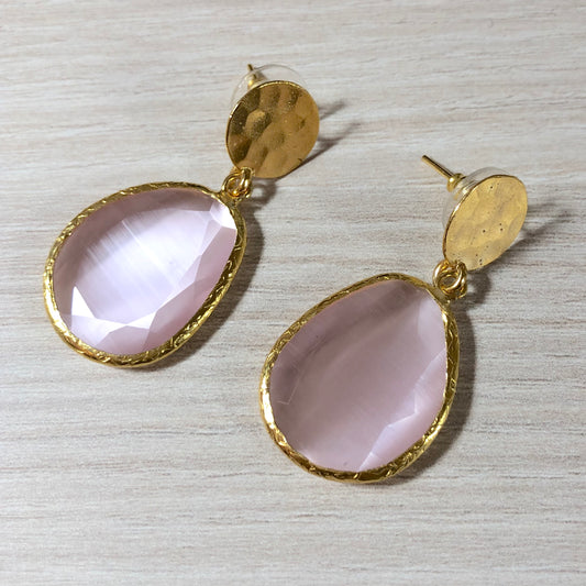 Pendientes Medianos Piedra colgante Rosa Claro