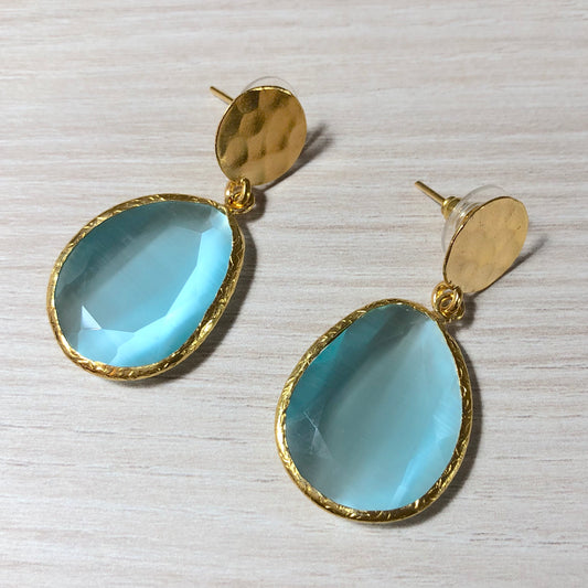 Pendientes Medianos Piedra colgante Azul Claro