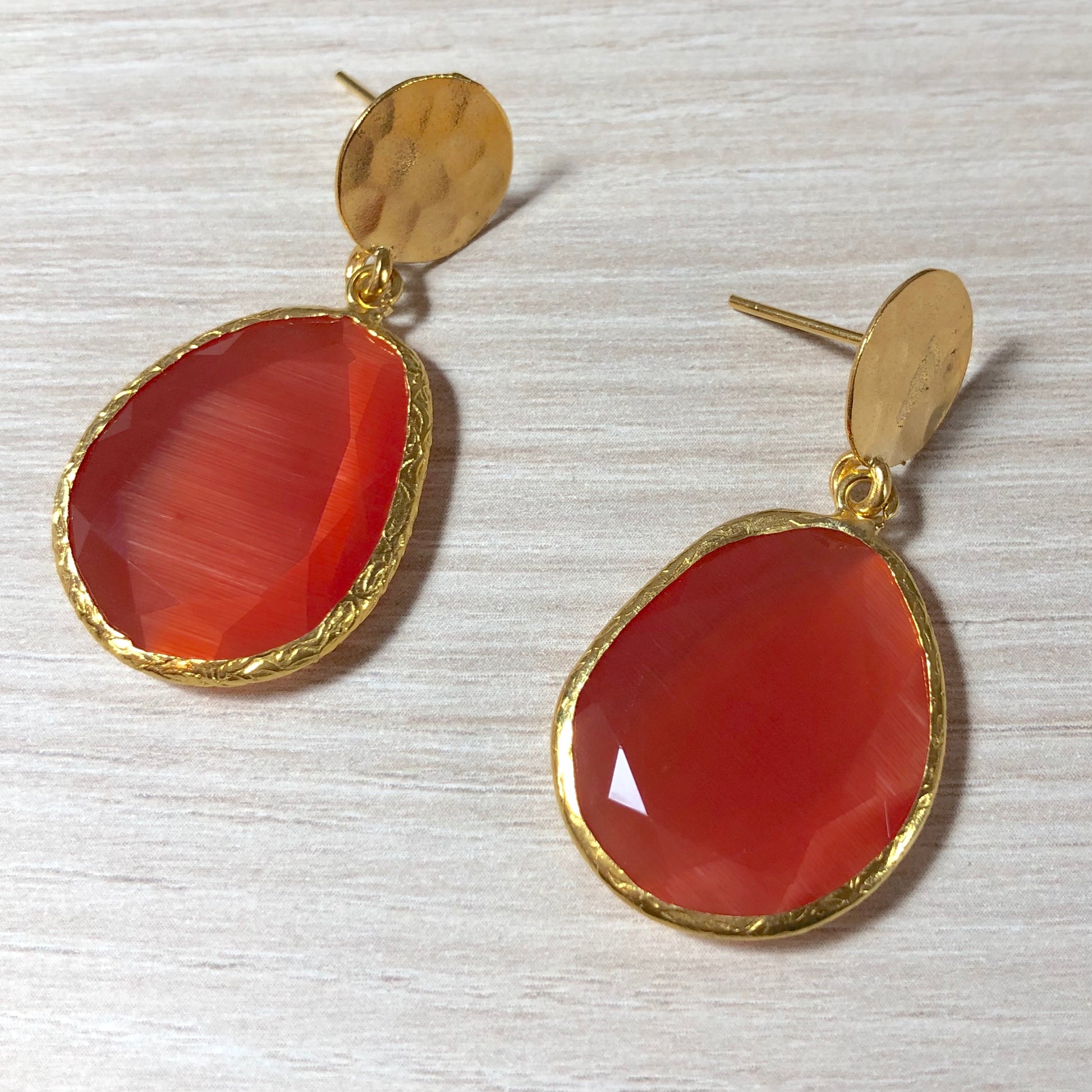 Pendientes Medianos Piedra colgante Naranja