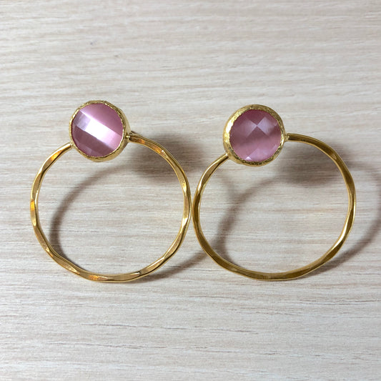 Pendientes Piedra Rosa y Aro