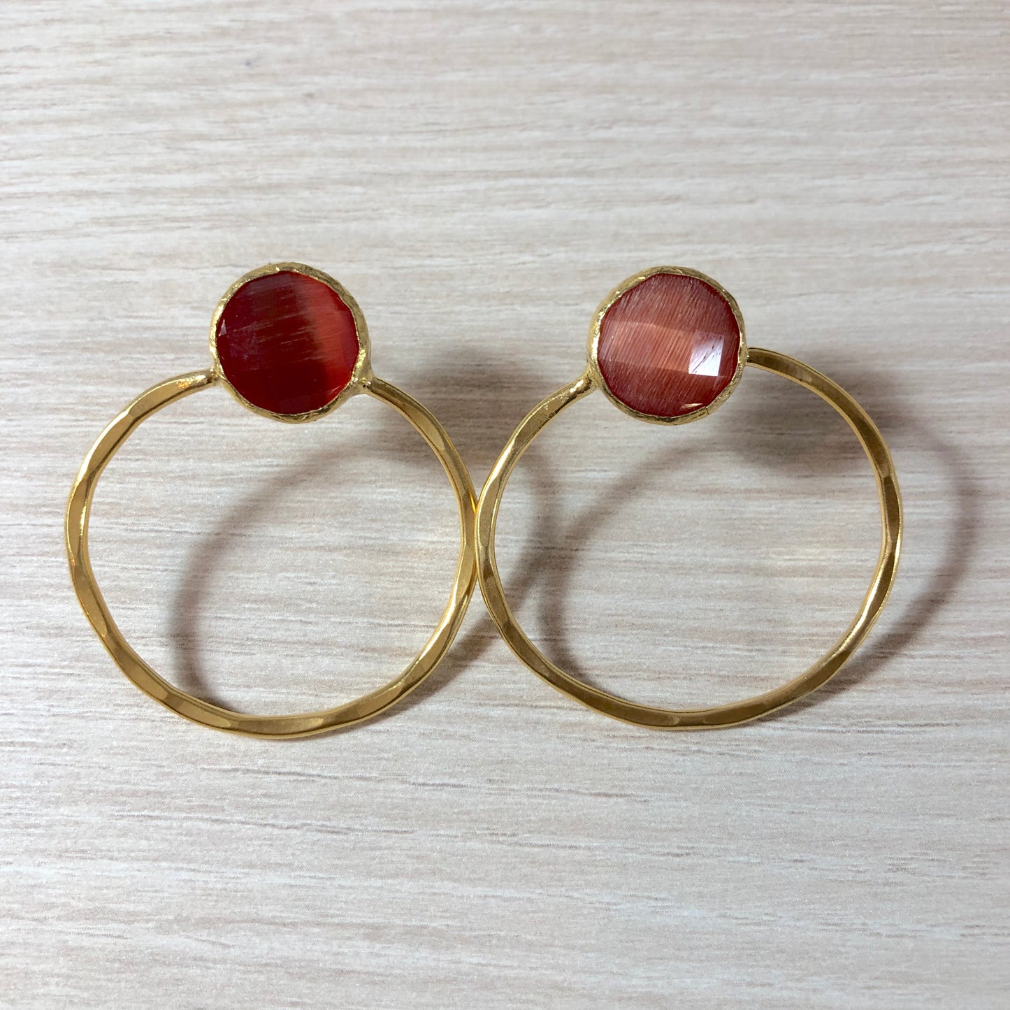 Pendientes Piedra Naranja y Aro