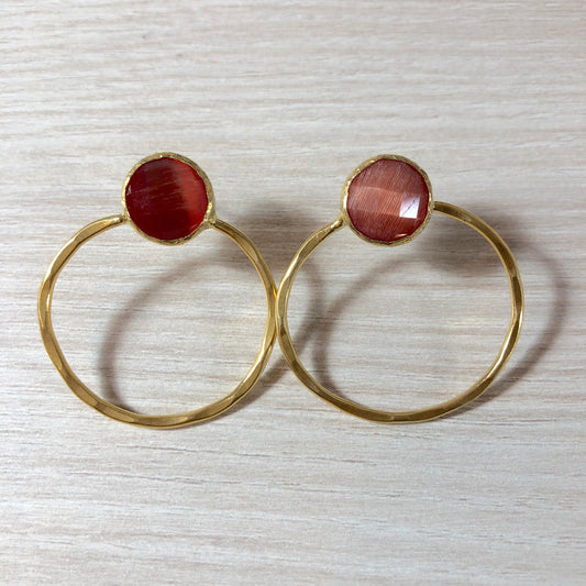 Pendientes Piedra Naranja y Aro