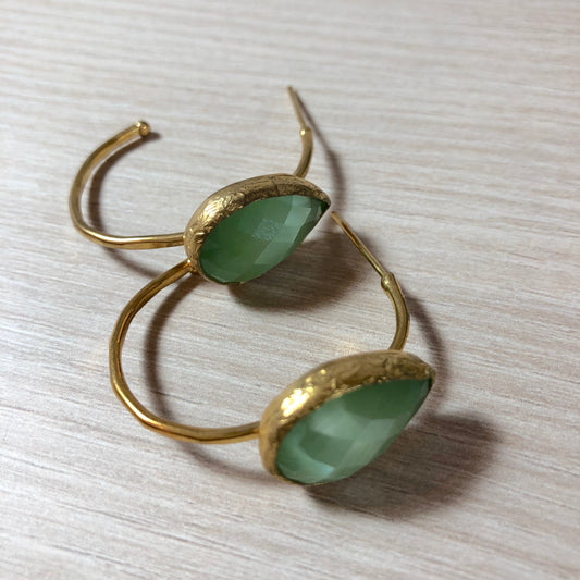 Pendientes de Aro con Piedra Verde Agua