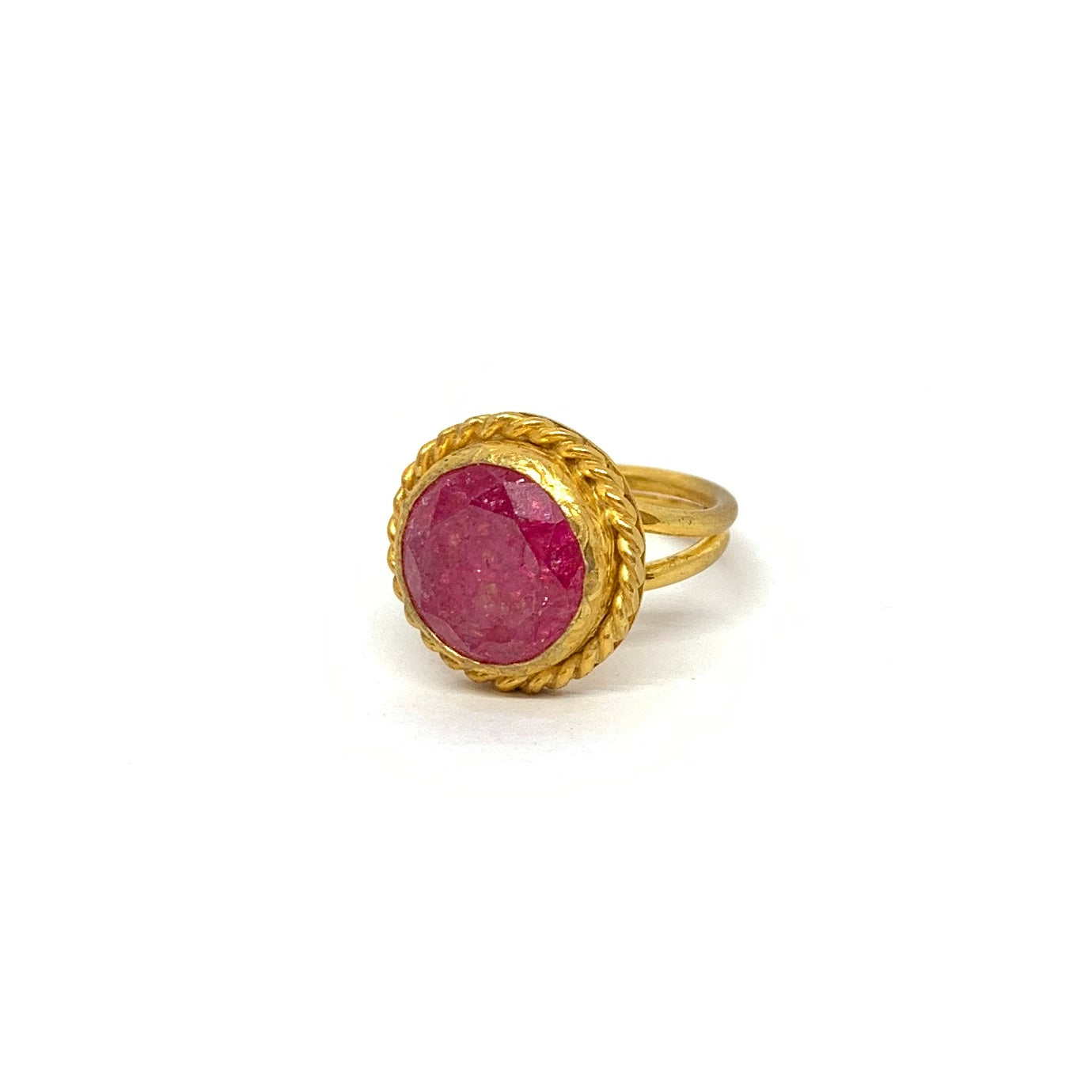anillo circonita rojo