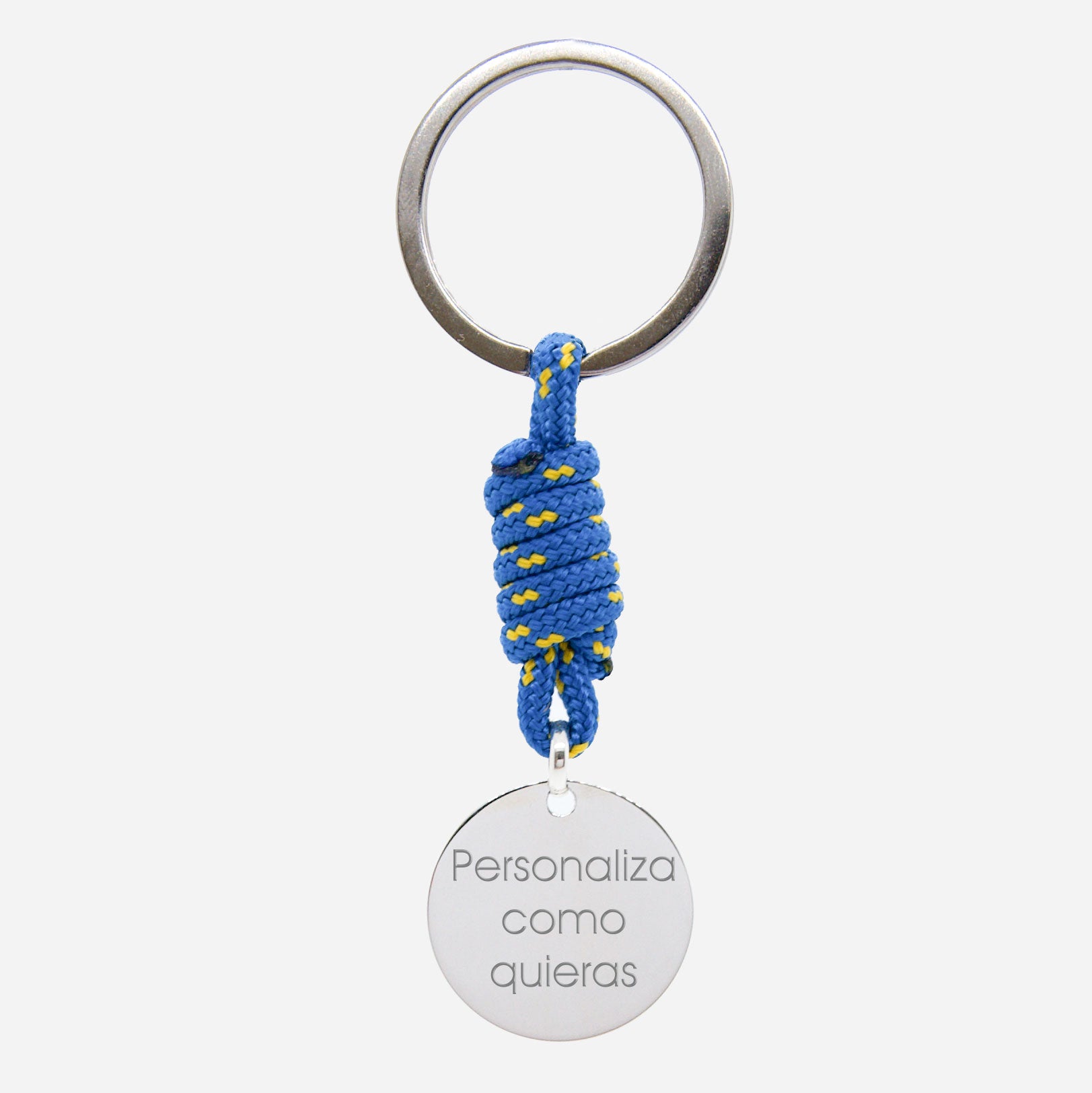 Llavero Personalizado de Plata y Cordón Náutico con grabado libre