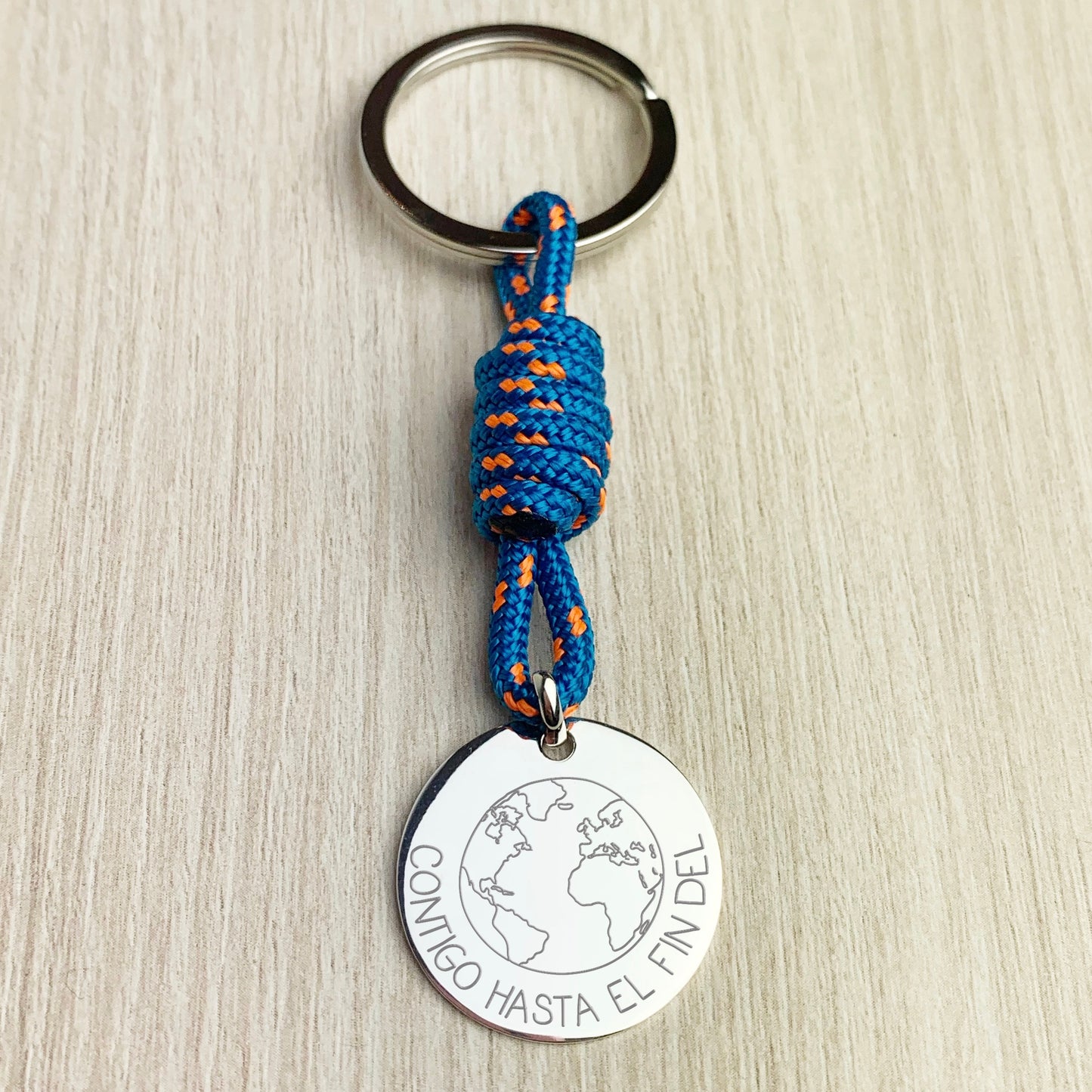 Llavero Personalizado de Plata y Cordón Náutico con grabado libre