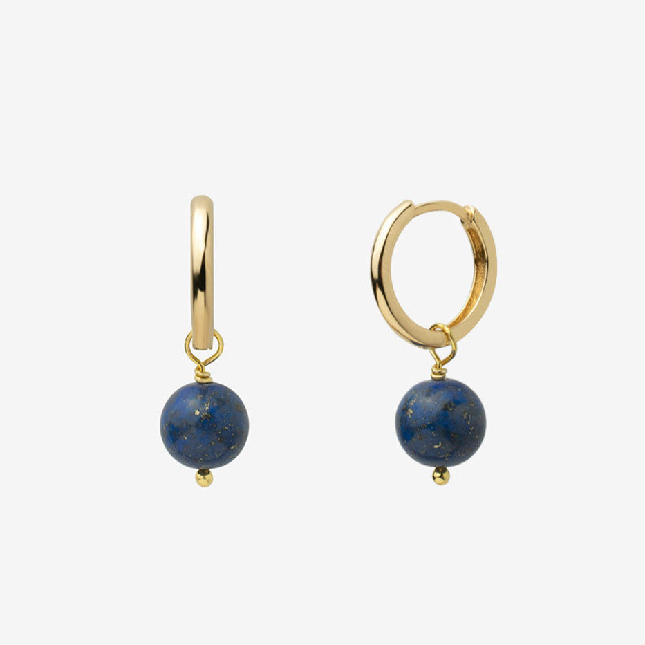 Pendientes Arito con Baño de Oro y Piedra Lapislazuli