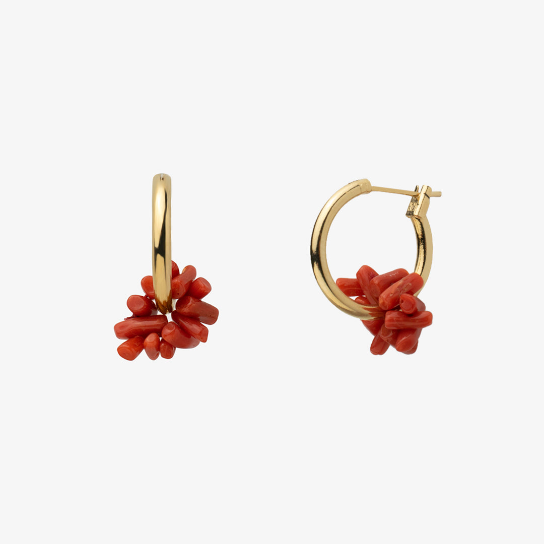 Pendientes Arito con Baño de Oro y Coral