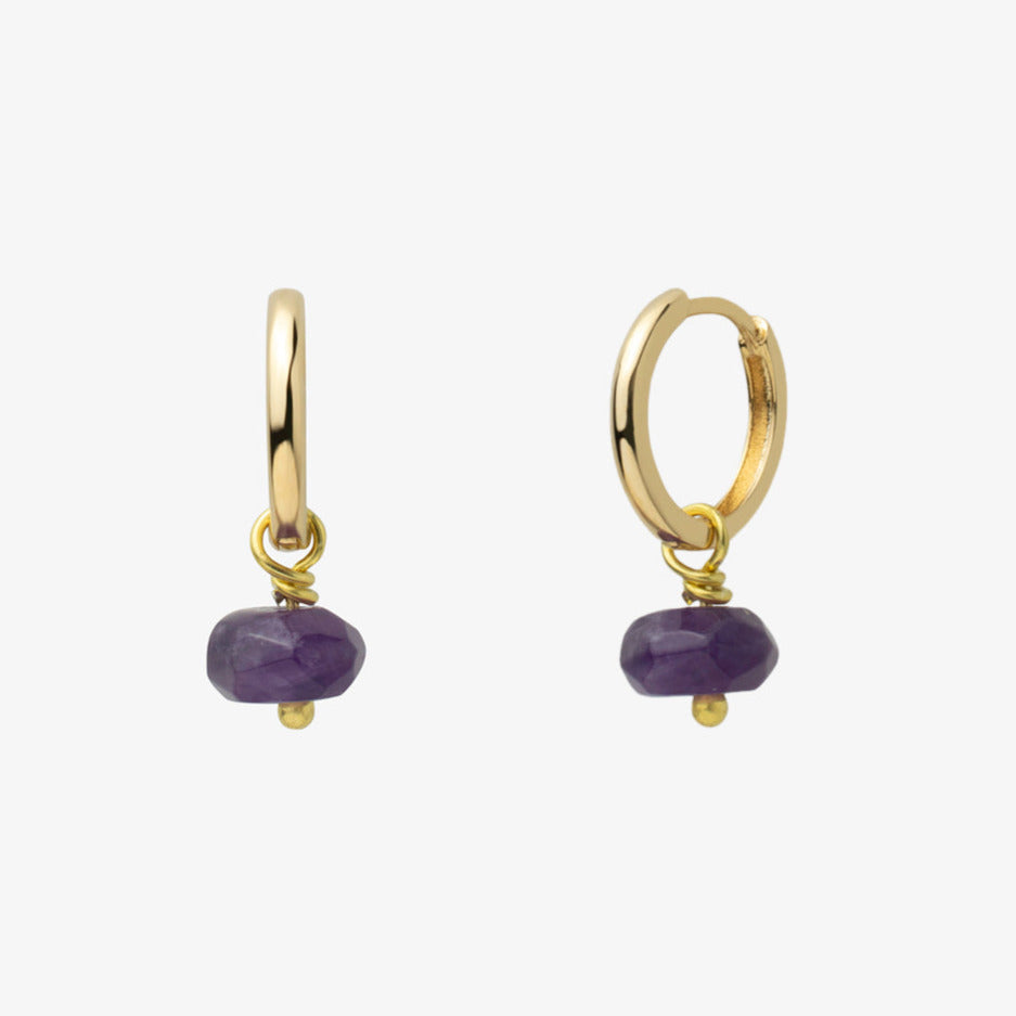 Pendientes Arito con Baño de Oro y Piedra Amatista