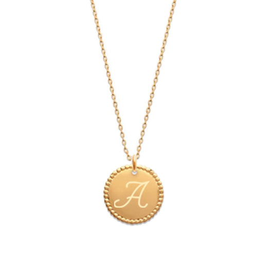Collar con Medalla contorneada con baño de Oro Personalizado con Inicial