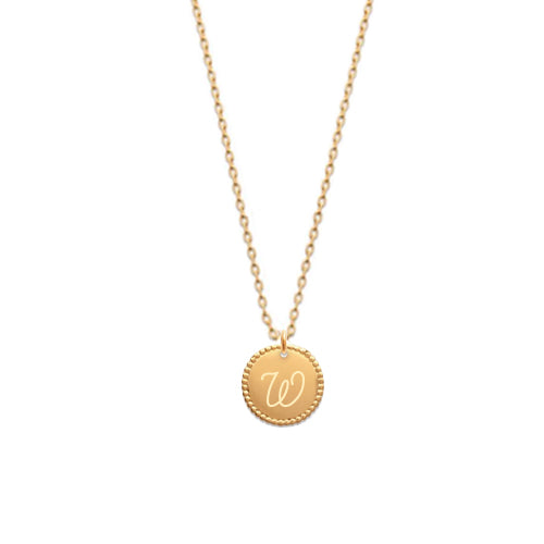 Collar con Medalla contorneada con baño de Oro Personalizado con Inicial