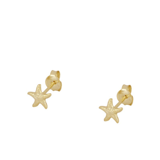 Pendiente Mini Estrella de Mar de Plata con Baño de Oro (Unidad)