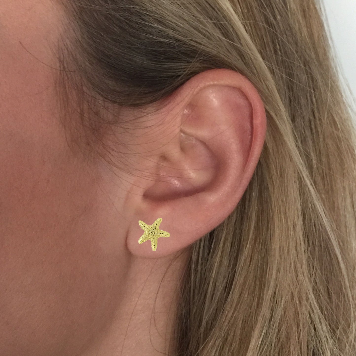 Pendientes Estrella de Mar de Plata con Baño de Oro