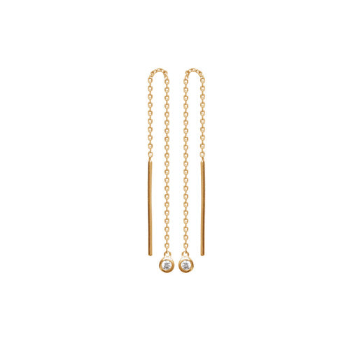 Pendientes Cadena y Circonita con Baño de Oro